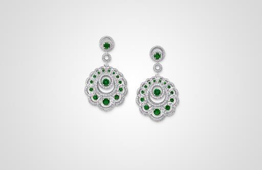 Graff Sunburst Collection Emerald Earrings