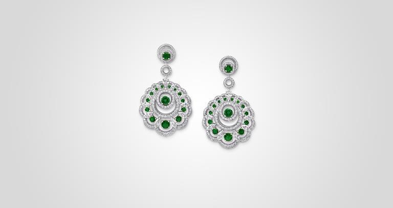 Graff Sunburst Collection Emerald Earrings