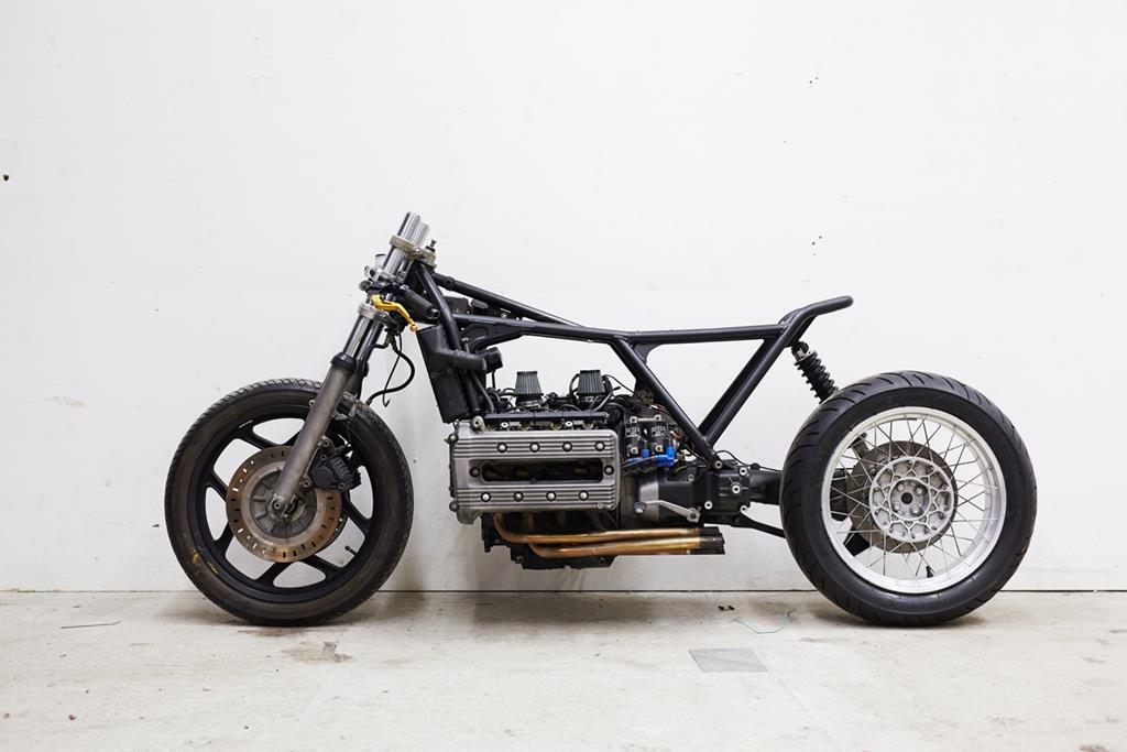 The canvas: a BMW K100, stripped back
