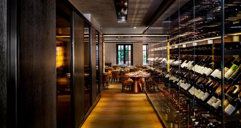 The Wine Wall, leading to The Mark Restaurant by Jean-Georges