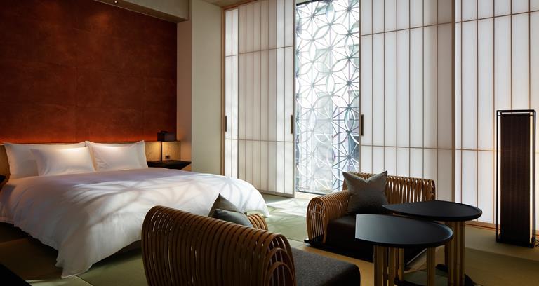 A guest room at the HOSHINOYA Tokyo