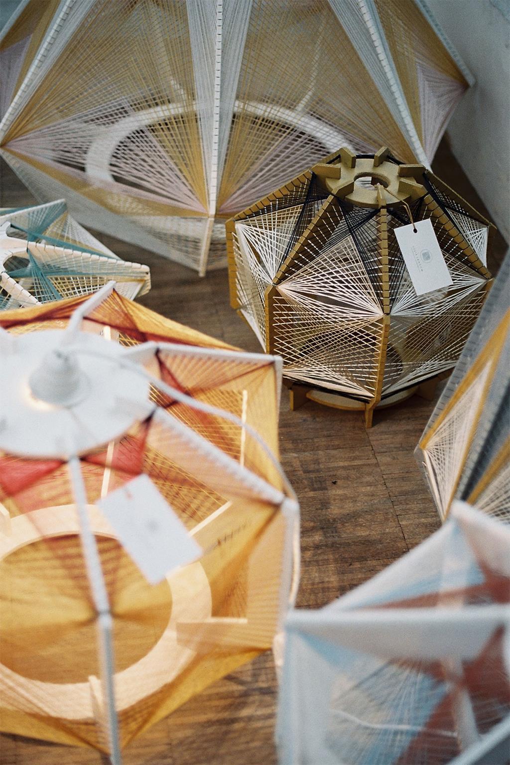 Each of Lansom's Sputnik lamps is handpainted and handwoven 