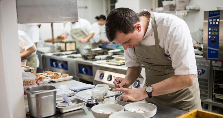 Head Chef Nicola Fanetti prepares a dish