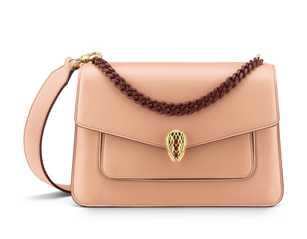 Bulgari Bvlgari Serpenti Chain Shoulder Bag in Pink Leather ref