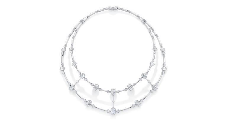 Double Ashoka Necklace - ashoka, fancy and kite shape diamonds, within a handcrafted platinum setting