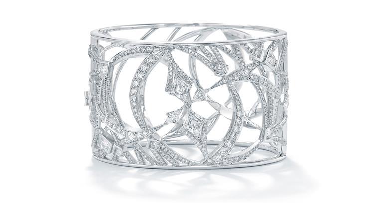 Fancy Cut Cuff - white kite shape diamonds set in platinum