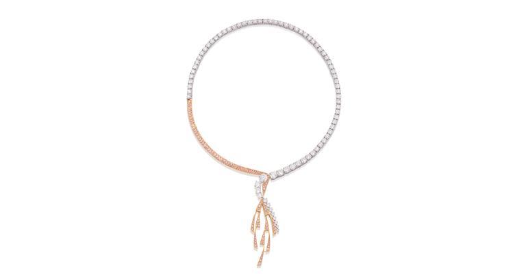 Pink Diamond Necklace - white and pink platinum-set diamonds
