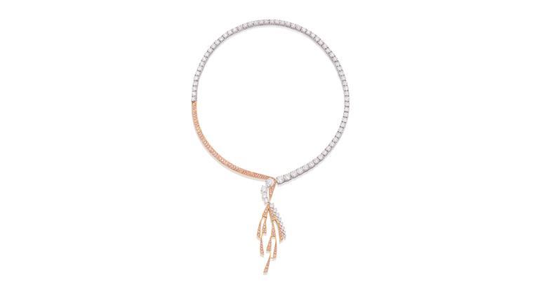 Pink Diamond Necklace - white and pink platinum-set diamonds