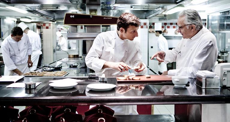 Alain Ducasse with Christophe Saintagne at the Plaza Athénée