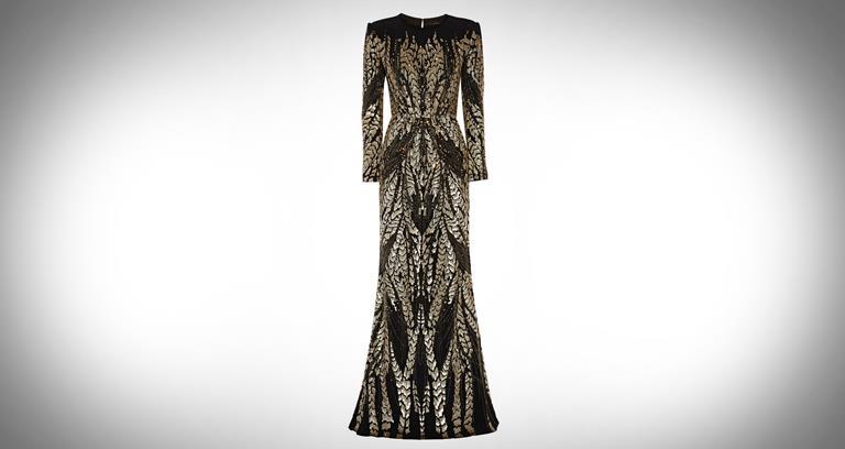 Jenny Packham embellished crepe gown seen on netaporter.com