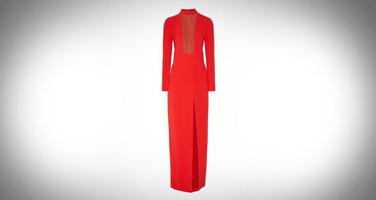 Tom Ford mesh-panelled stretch-crepe gown seen on netaporter.com