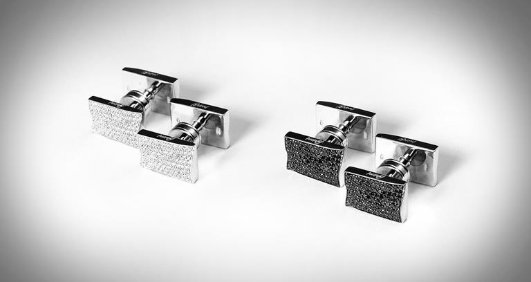 Brioni 70th anniversary white gold and black or white diamond cufflinks