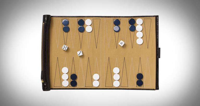 Smythson Mara backgammon set in brown
