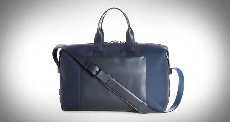 Troubador weekender in blue nylon and blue leather from the new Fabric + Leather collection