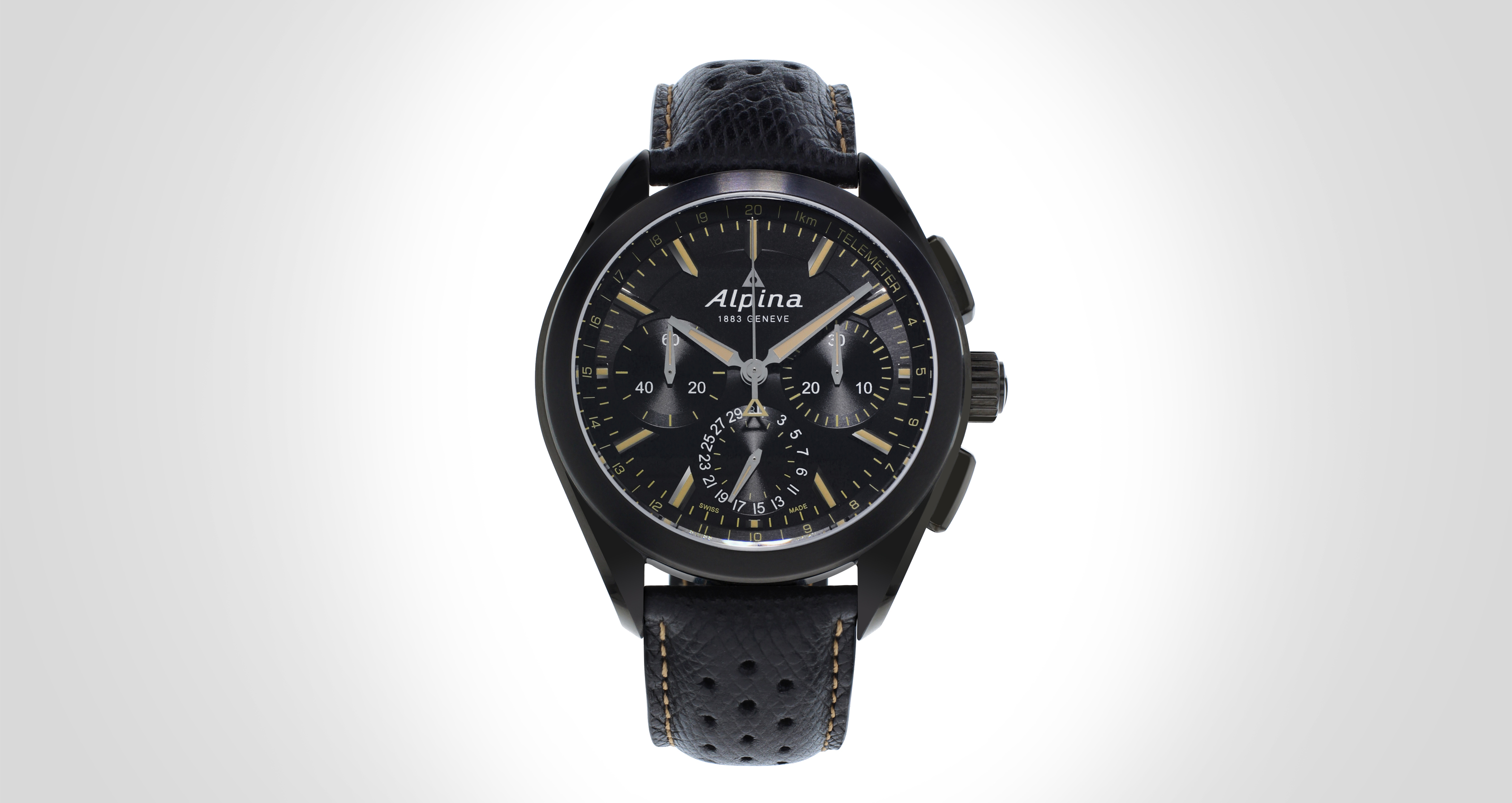 1. Alpina “Full Black” Alpiner 4 Manufacture Flyback Chronograph